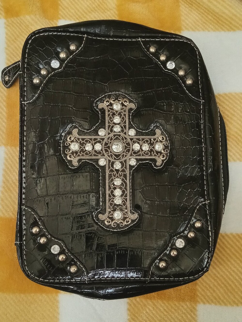 Embellished Black Cross Accent BIBLE/BOOK Cover